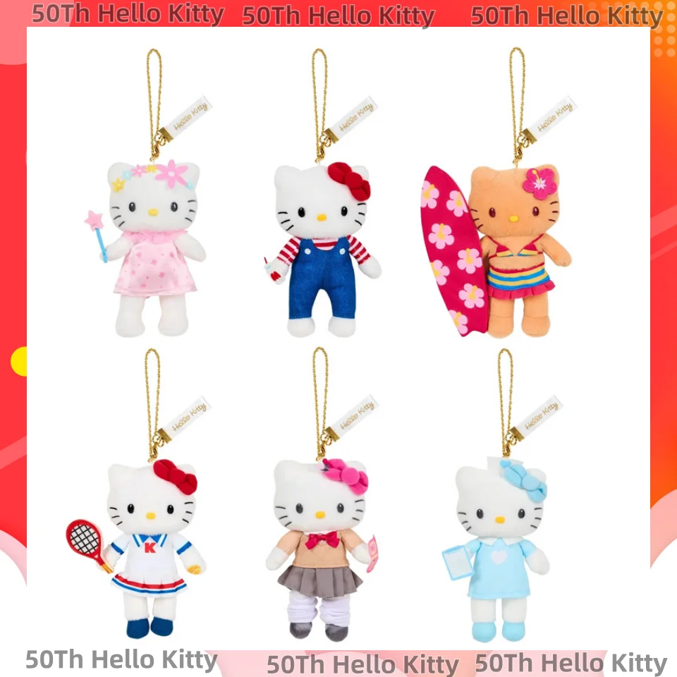 

Hello Kitty 50Th Anniversary Exhibition Long Leg Series Plush Backpack Pendant Anime Girly Heart Plush Toys Gift