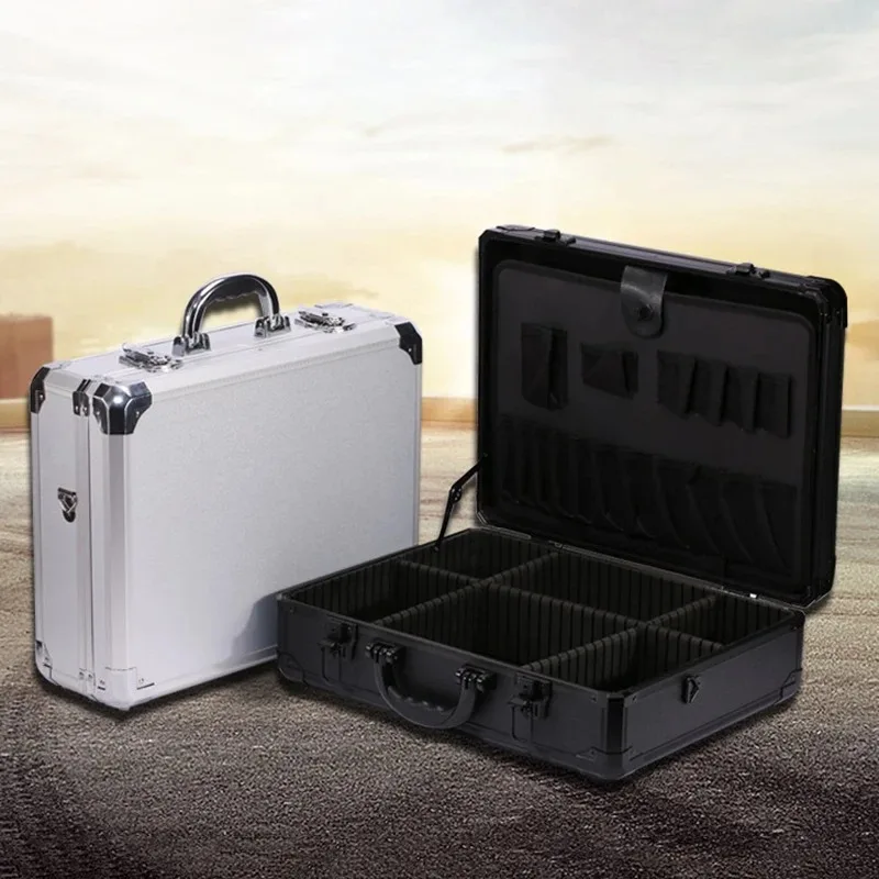 Aluminum Alloy Frame Lock Tool Case Password Handheld Strap Electrician Toolbox Organizer Car Mechanic Tools Case Hardware