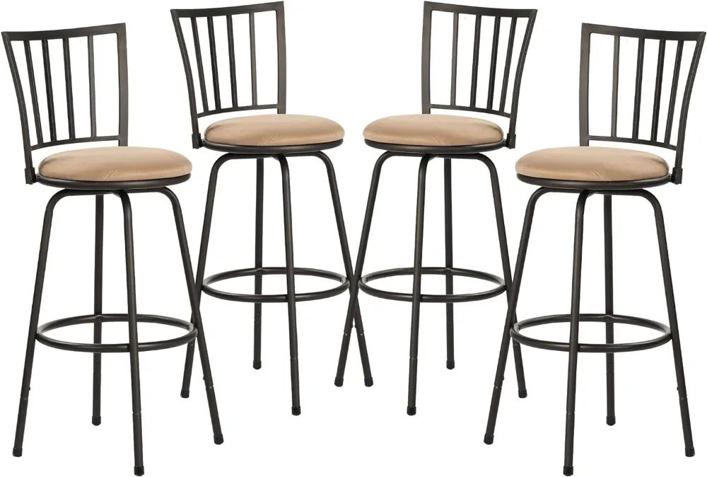 

VECELO Barstools, Adjustable Counter Stools,Steel Bistro Pub Chairs,Bar Stools with 360 Degree Swivel Cushion Seat