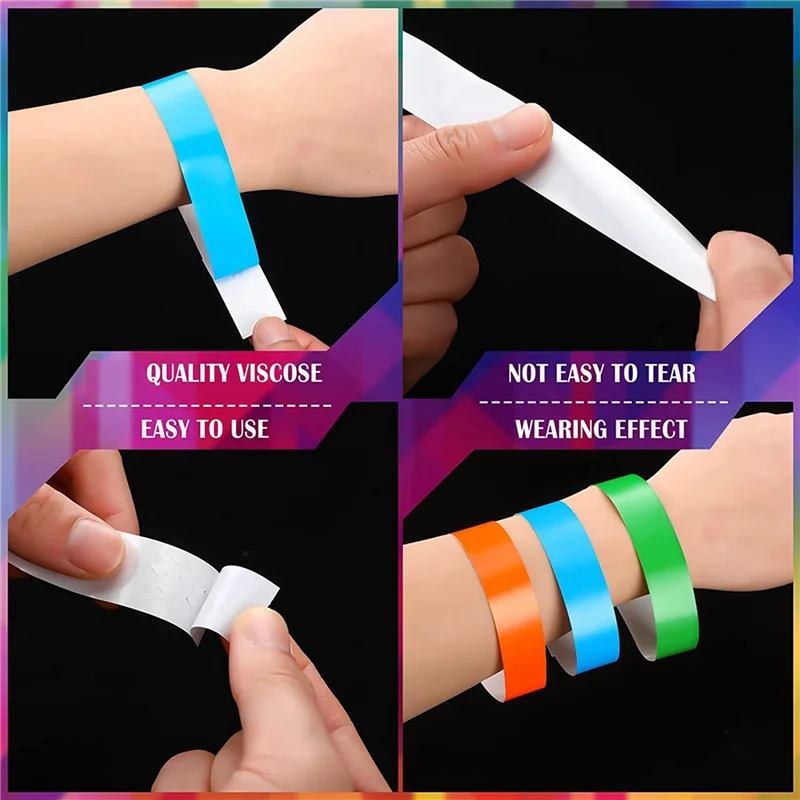 

3000Pcs Waterproof Hand Bands Neon Wrist Bands For Events Concert Wristbands Adhesive Wristbands For Party-VVNB