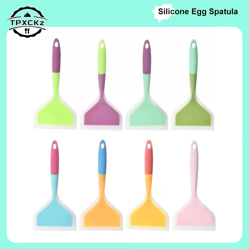 Silicone Spatula Kitchen Cooking Shovel Wide Mouth Non-stick Scraper Steak Beef Egg Cooking Spatula Pancake Baking Tools Random