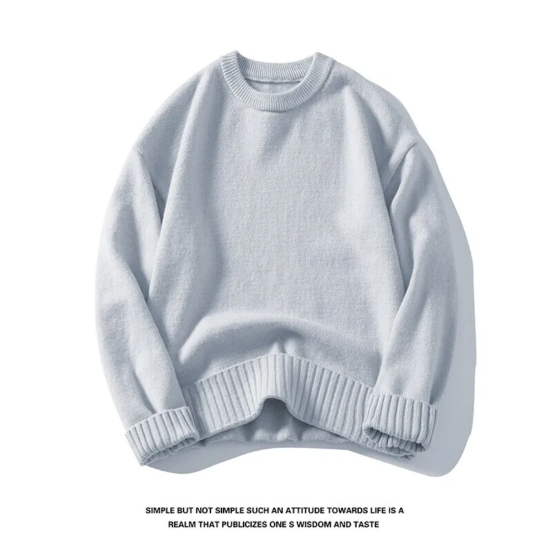 

2025 Autumn Winter Men Casual Sweater Men Soild Color Sweater Male Round Neck Long Sleeve Knitted Harajuku Pullover