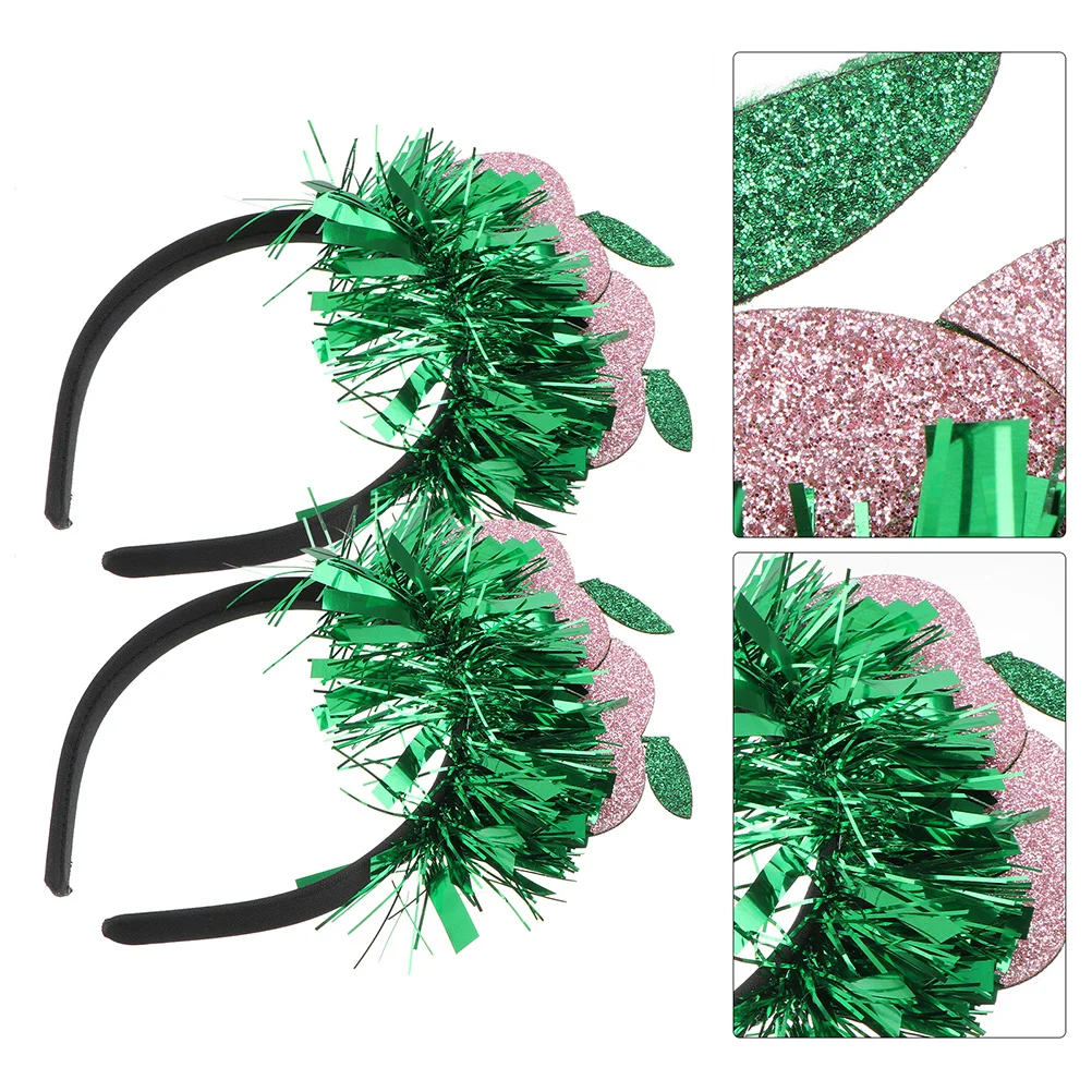 

2pcs Peach Fruit Headband Hawaiian Hair Accessories Summer Party Beach Wear For Adults Festival Luau Tinsel Glitter