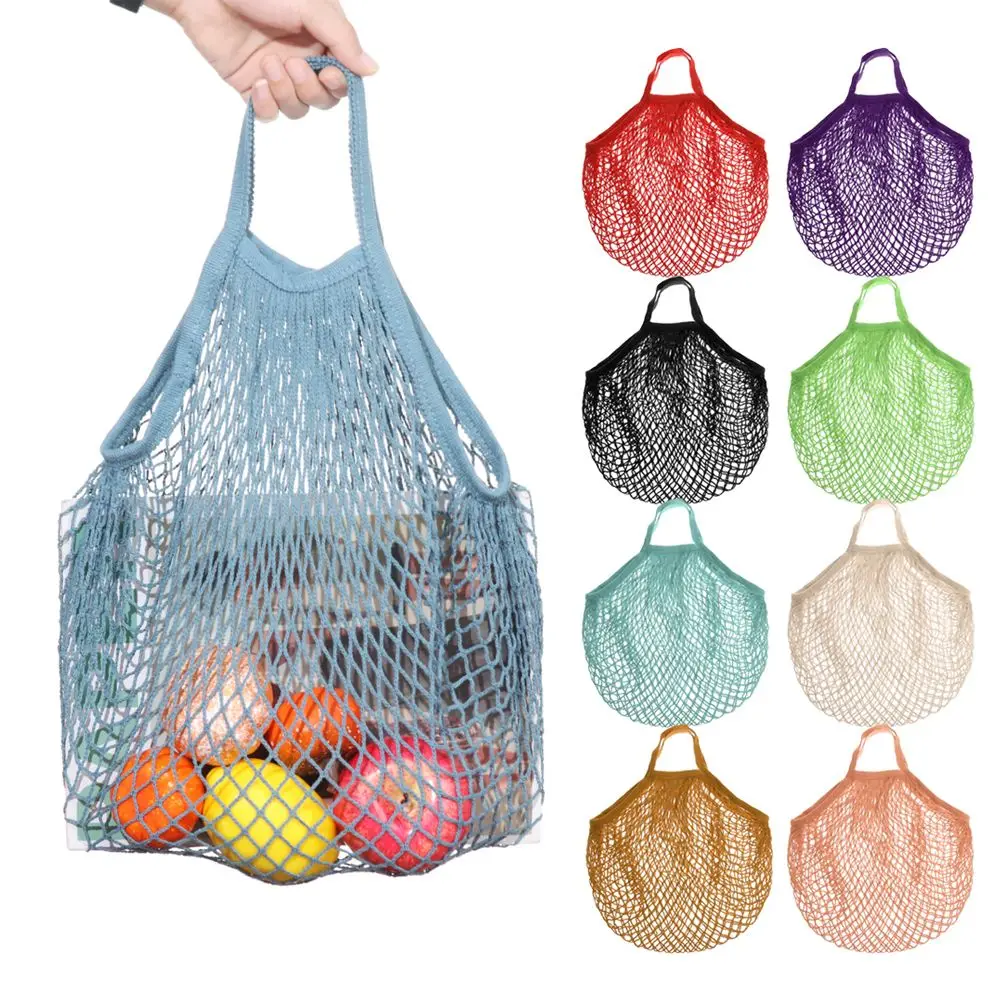 Reusable Cotton Mesh Bag Shopping String Fishnet Net Turtle Bags Storage Handbag Tote Woven Net Tote Environmental Protection