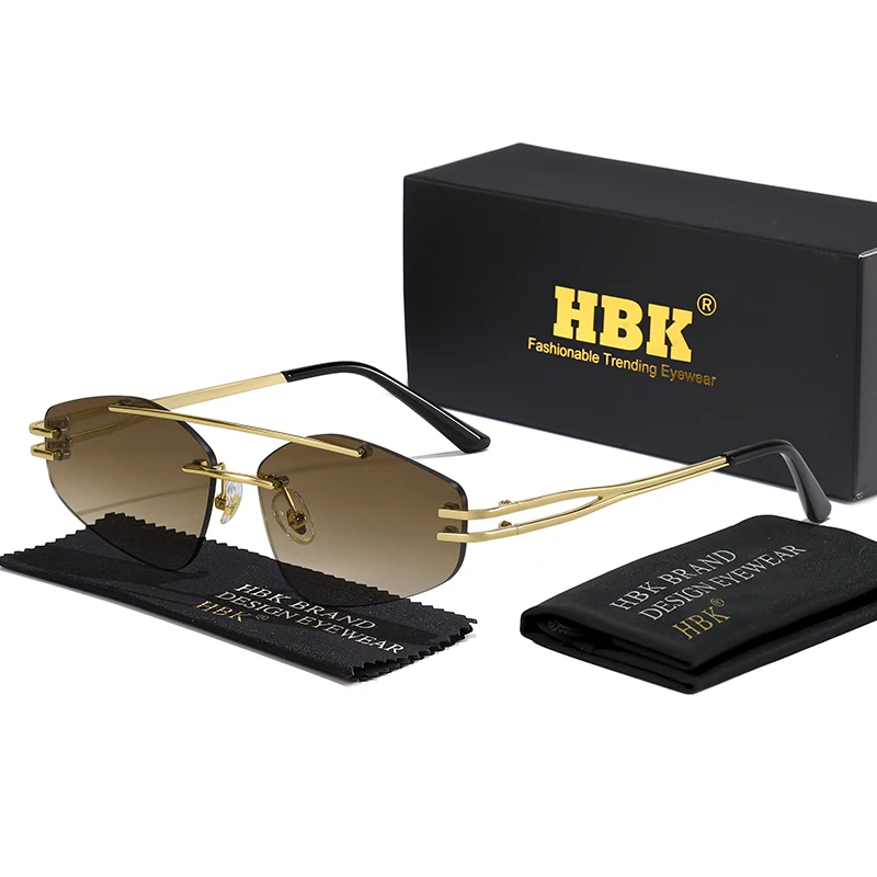 

HBK New Vintage Punk Men Sunglasses Rimless Small Slice Design Sun Glasses Women Outdoor Shopping Party Travel Decors Photo Prop