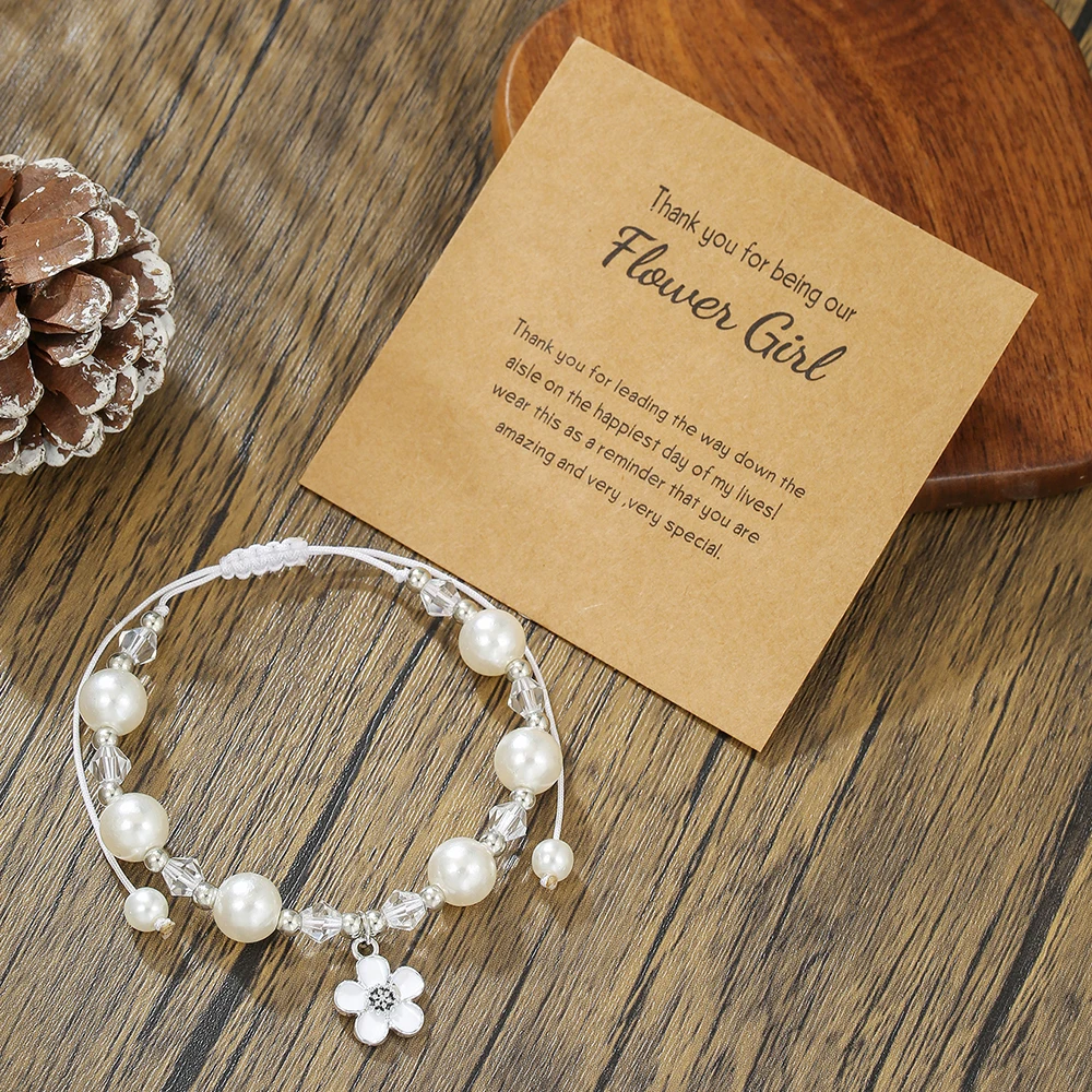 

Cute Flower Bracelet for Women with Natural Stone Pearl Beads Butterfly Pendant Big Sister Friendship Jewelry Gift for Daughter