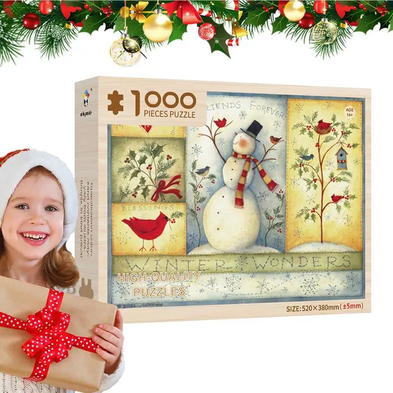 Wooden Christmas Countdown Holiday Puzzles 1000pcs Jigsaw Puzzles Countdown Calendars Kids Family Christmas Toy Surprise Gift