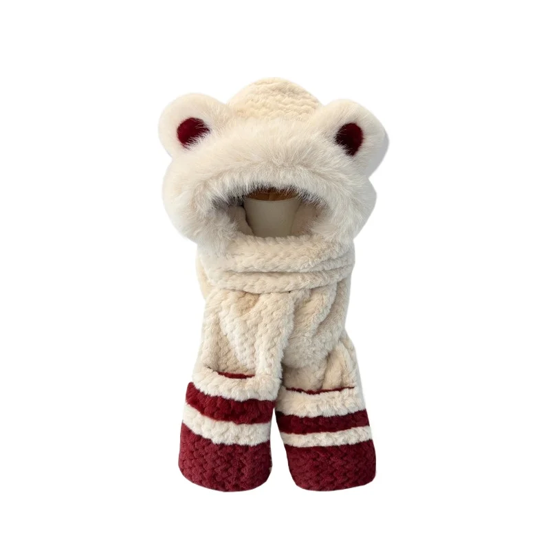 For Plush Hat and Scarf Integrated, Autumn and Winter Cycling Skiing Warm Ear Protection New Models