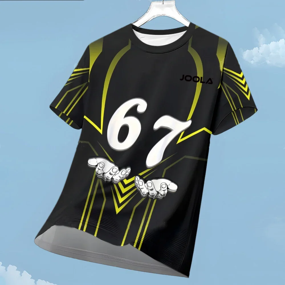 New JOOLA 67 Print Men's Sports T-shirt Quick Dry Breathable Table Tennis Training Tee