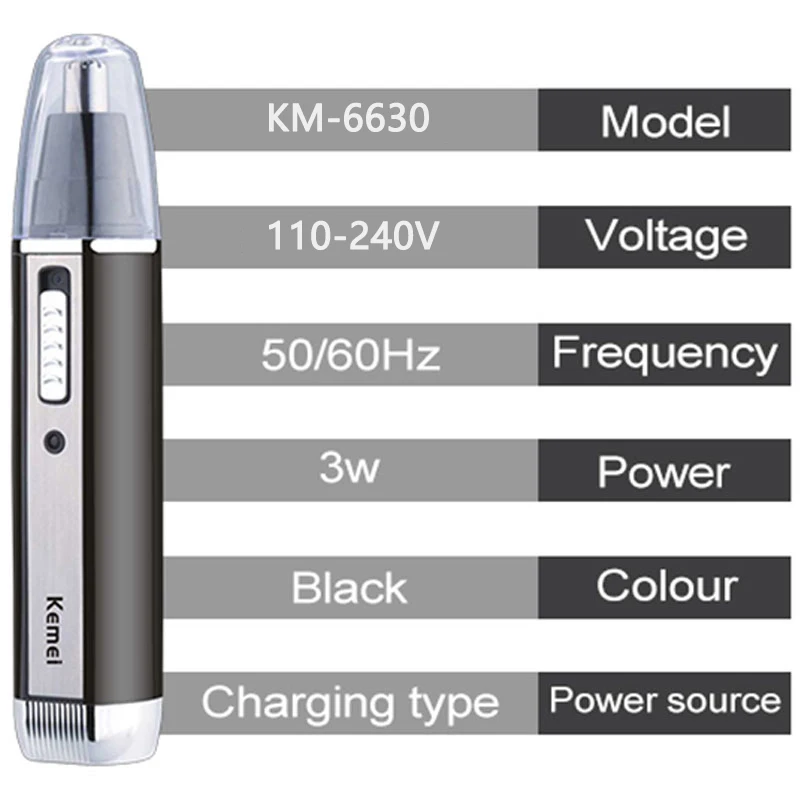 Keme 4in1 Rechargeable Nose Trimmer For Men&Women Face Body Hair Beard Eyebrow Trimmer Ear Cleaner Cutting Nose Hair Shaver Set