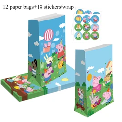 2024 New Anime Peppa Pig Creative Cute Candy Gift Bag Christmas Birthday Party Candy Popcorn Festival Gift Packaging Paper Bag