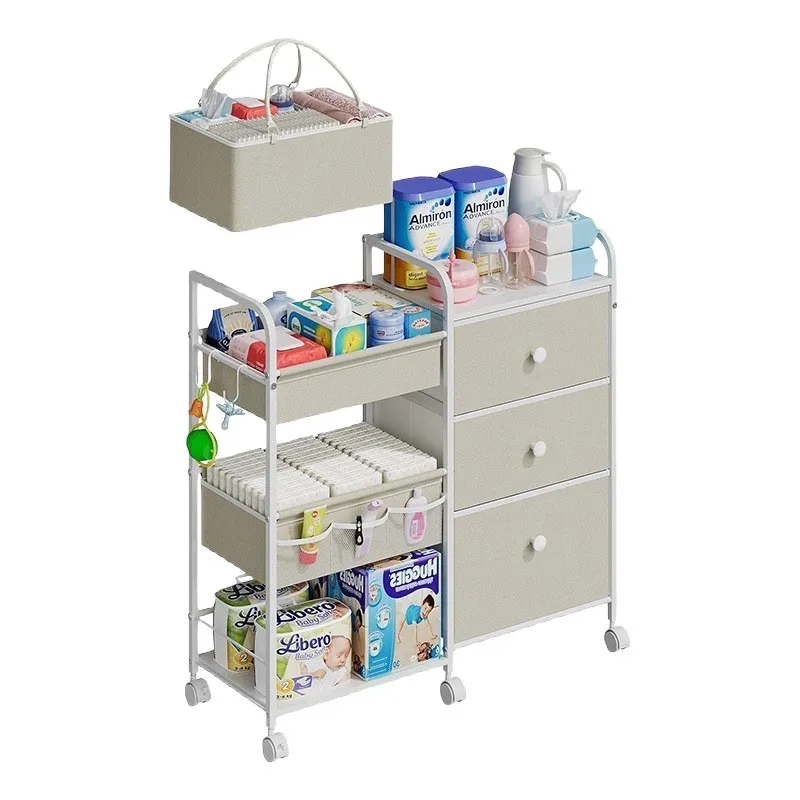 

Baby diaper removable storage rack Walking storage box Minimalist mobile station Smart trolley