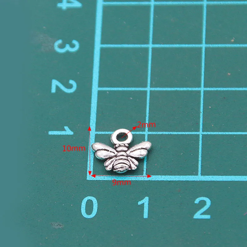 100PCS 9*10mm Metal Alloy 2021 New Product Two Color Small Honeybee Charms Animal Pendant For Jewelry Making DIY Handmade Craft