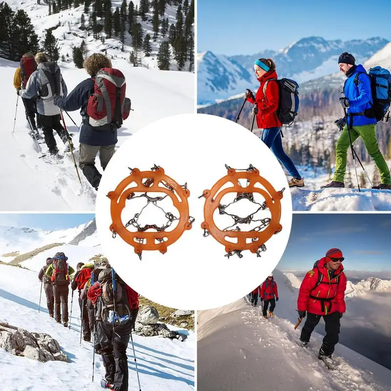 Leats de traction coordonnants en acier inoxydable pour la marche et la randonnée, poignées de traction pour la glace et la neige, 8 pointes