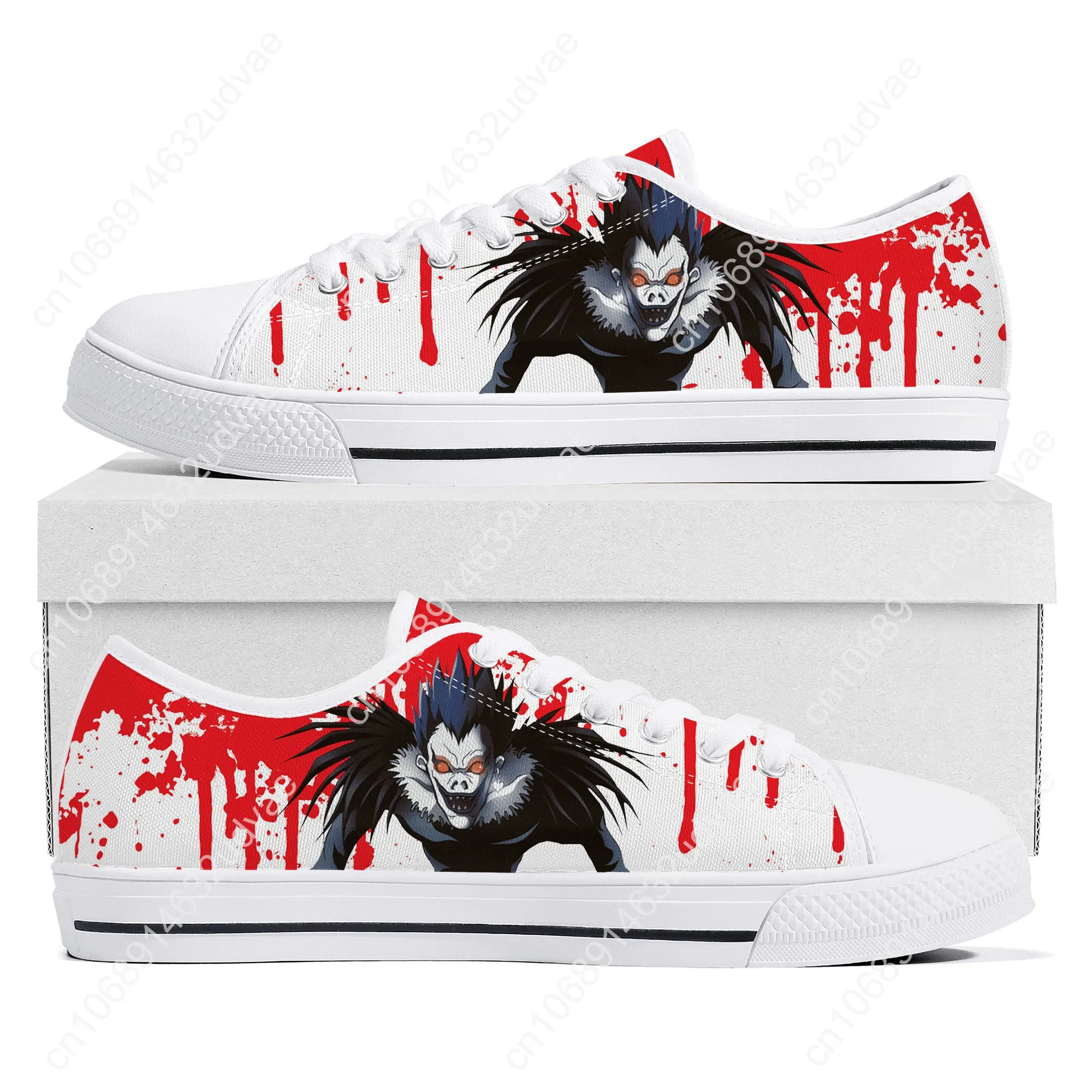 Cartoon Demon Ryuk Horror Halloween Death Note Low Top Sneakers Mens Womens Teenager Canvas Sneaker Couple Shoes Custom Shoe