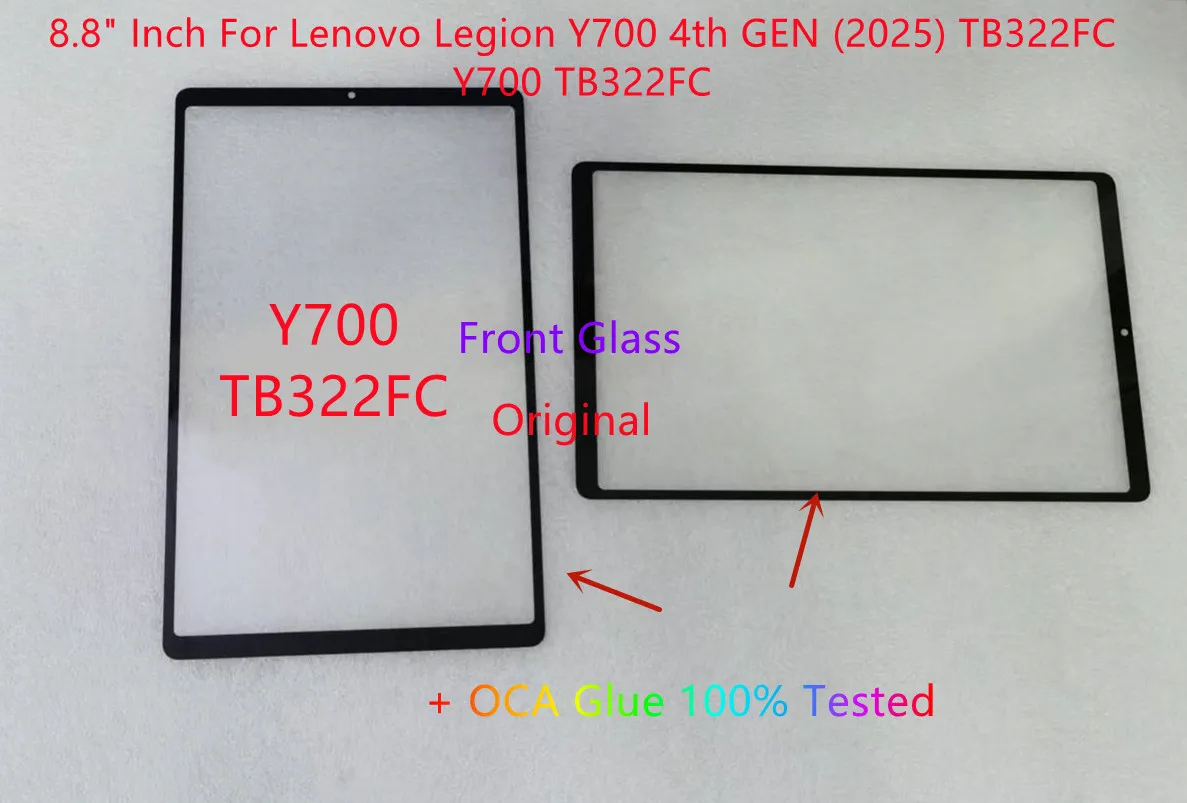 

New 8.8" Inch For Lenovo Legion Y700 4th GEN (2025) TB322FC Y700 TB322FC Touch Screen Front Glass + OCA Glue Tested