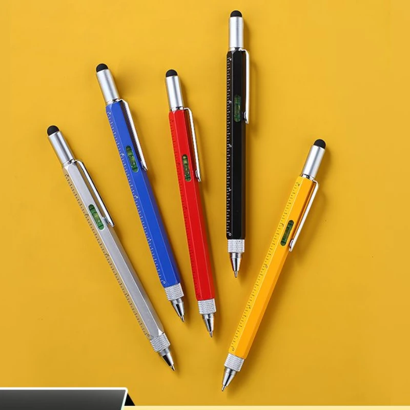 7 in1 Multifunction Ballpoint Pen with Modern Handheld Tool Measure Technical Ruler Screwdriver Touch Screen Stylus Spirit Level