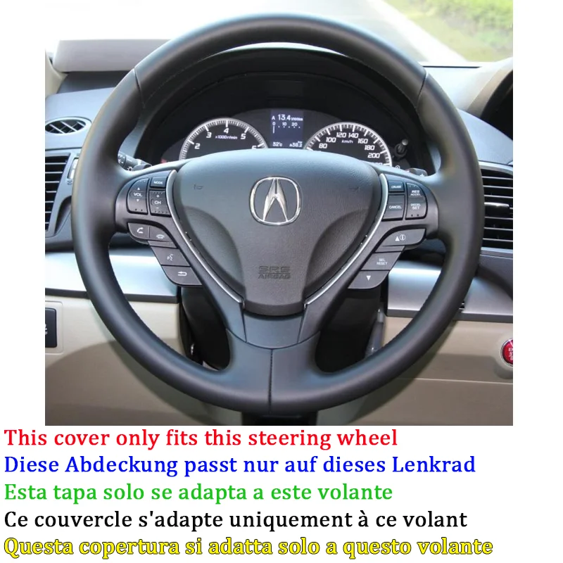 Black Artificial Leather Car Steering Wheel Cover for Acura RDX TL ILX 2009-2022