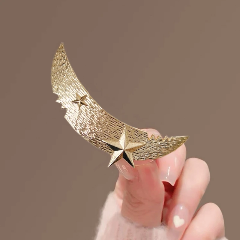 

1pc Popular women's fashionable alloy hair clip, retro casual star moon spring clip, half ponytail clip