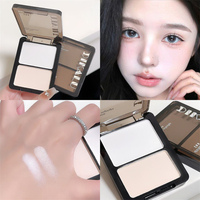 Dual-color matte highlighter contouring palette for brightening the eyes and nose, sweat-proof dual palette