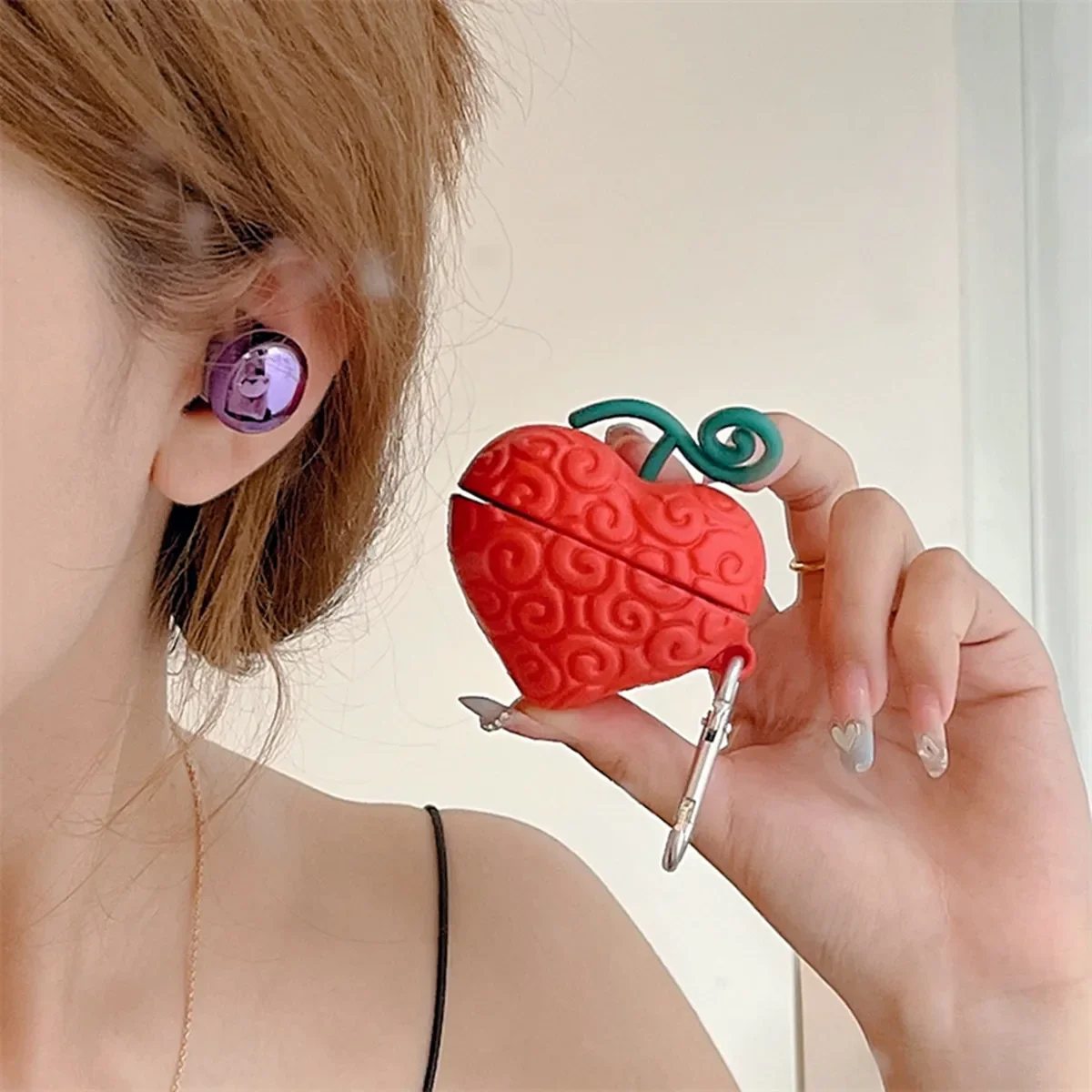 For Samsung Galaxy Buds FE/Buds 2 pro/Buds Live/Buds pro/Buds 2,Cute Cartoon kawaii Devil fruit Design Silicone Earphone Case