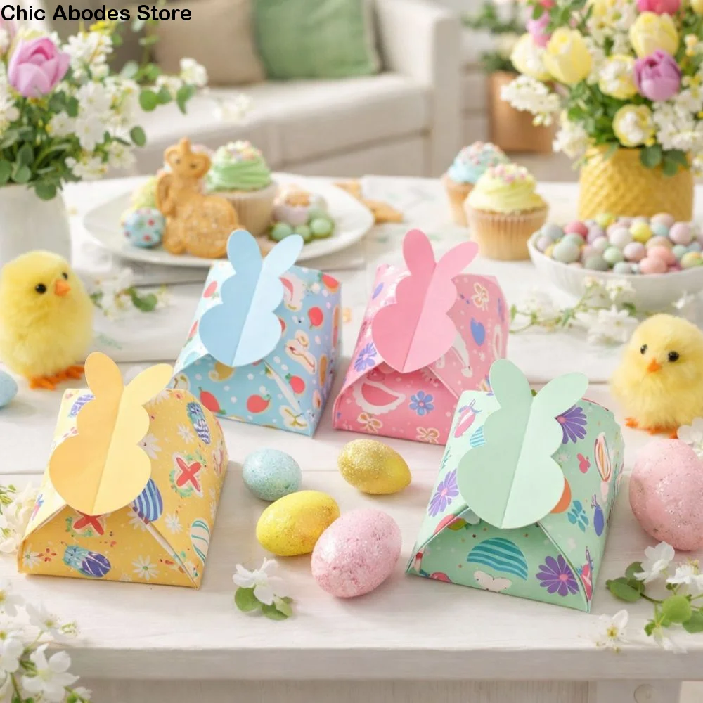 

12 Pieces Cute Easter Paper Candy Box Empty Unique Rabbit Gift Box Large Capacity Thickened Bunny Eggs Party Box Kid Baby Shower