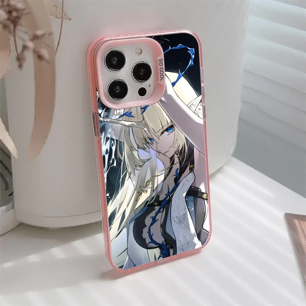 حافظة لهاتف آيفون 17 16 15 14 13 12 11 X XR XS 8 7 Pro Max Plus غطاء وردي شفاف للهواتف الذكية