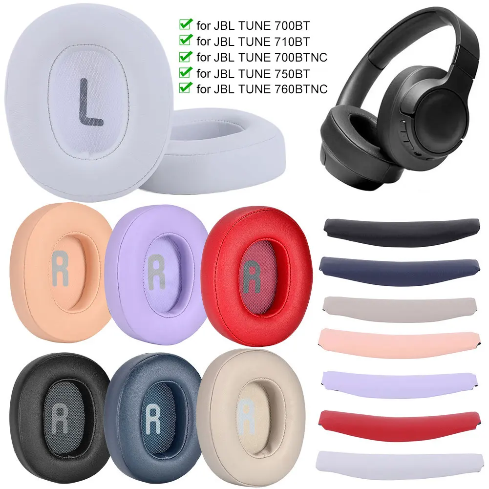 Headphone Ear Cushions Memory Foam Head Beam Sleeves Replacement Leather Earpads for JBL Tune 700BT 710BT 700BTNC 750BT 760BTNC