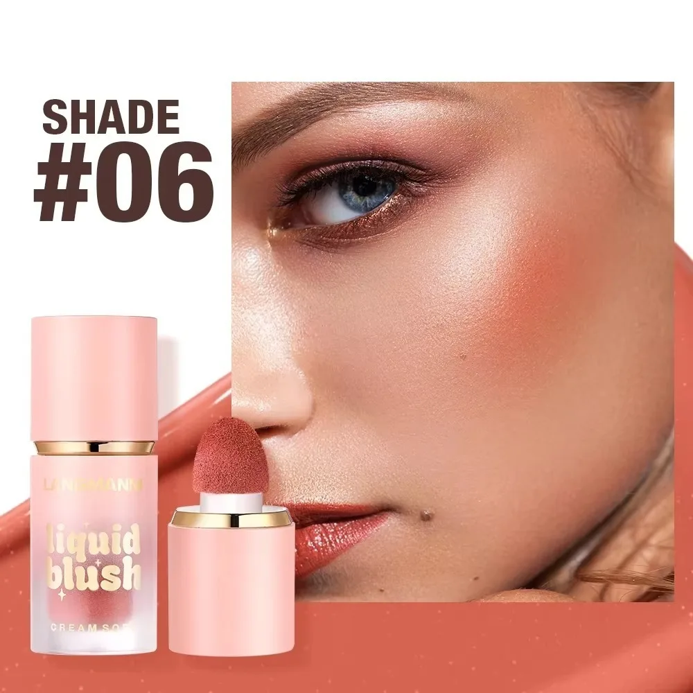 6 Colors Liquid Blush Waterproof Sponge Head Cheek Liquid Blush Cream Color Enhancing Longlasting Makeup Rouge