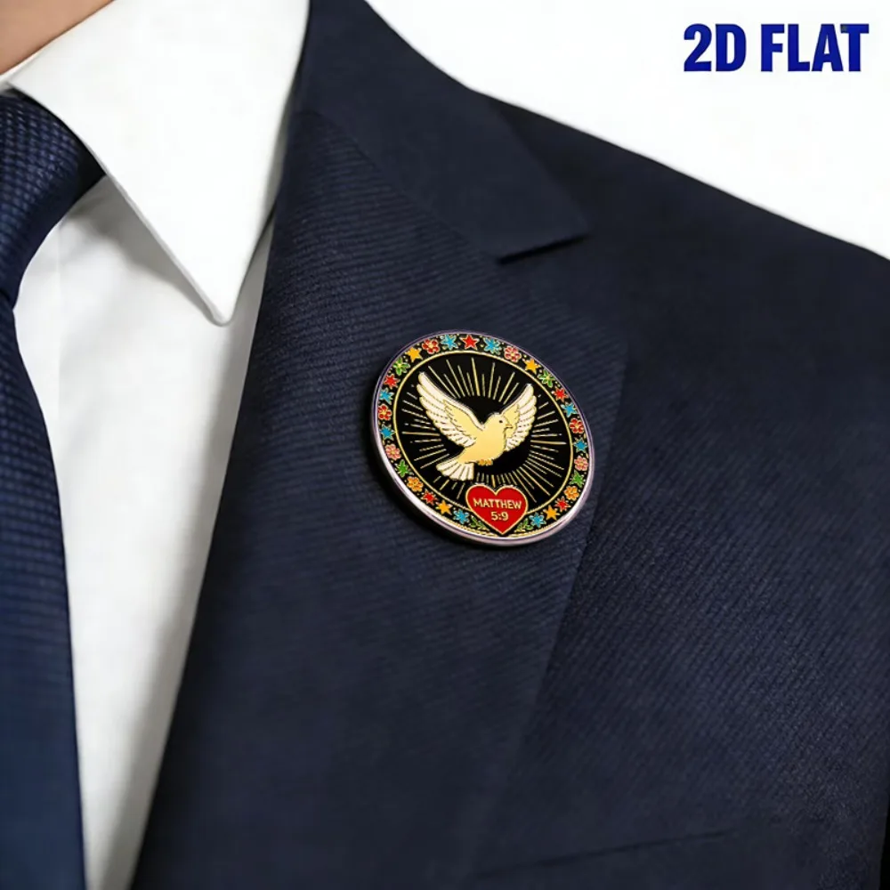 6-20Pcs 2D Flat Christian Brooch, Peace Dove Matthew 5:9 Bible Verse Lapel Pin, Unisex Religious Badge for Clothes Backpack