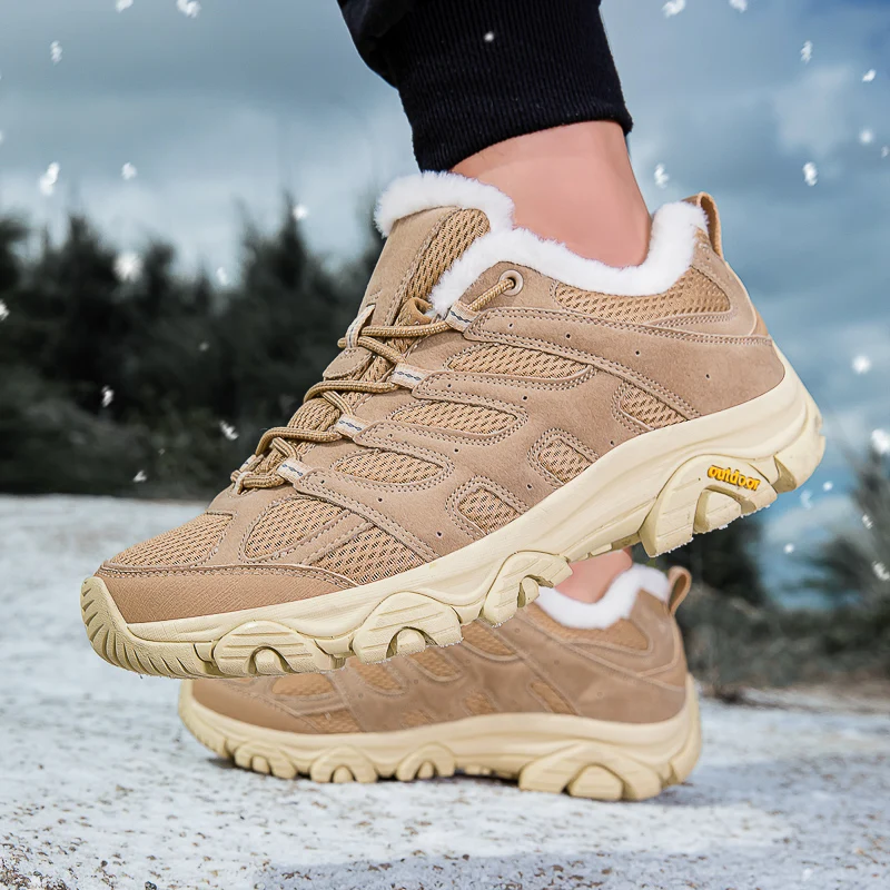 

Winter Snow Boots Men Warm Comfortable Plush Anti-slip Low-top Sports Shoes Women Casual Breathable Outdoor Hiking Boots Women