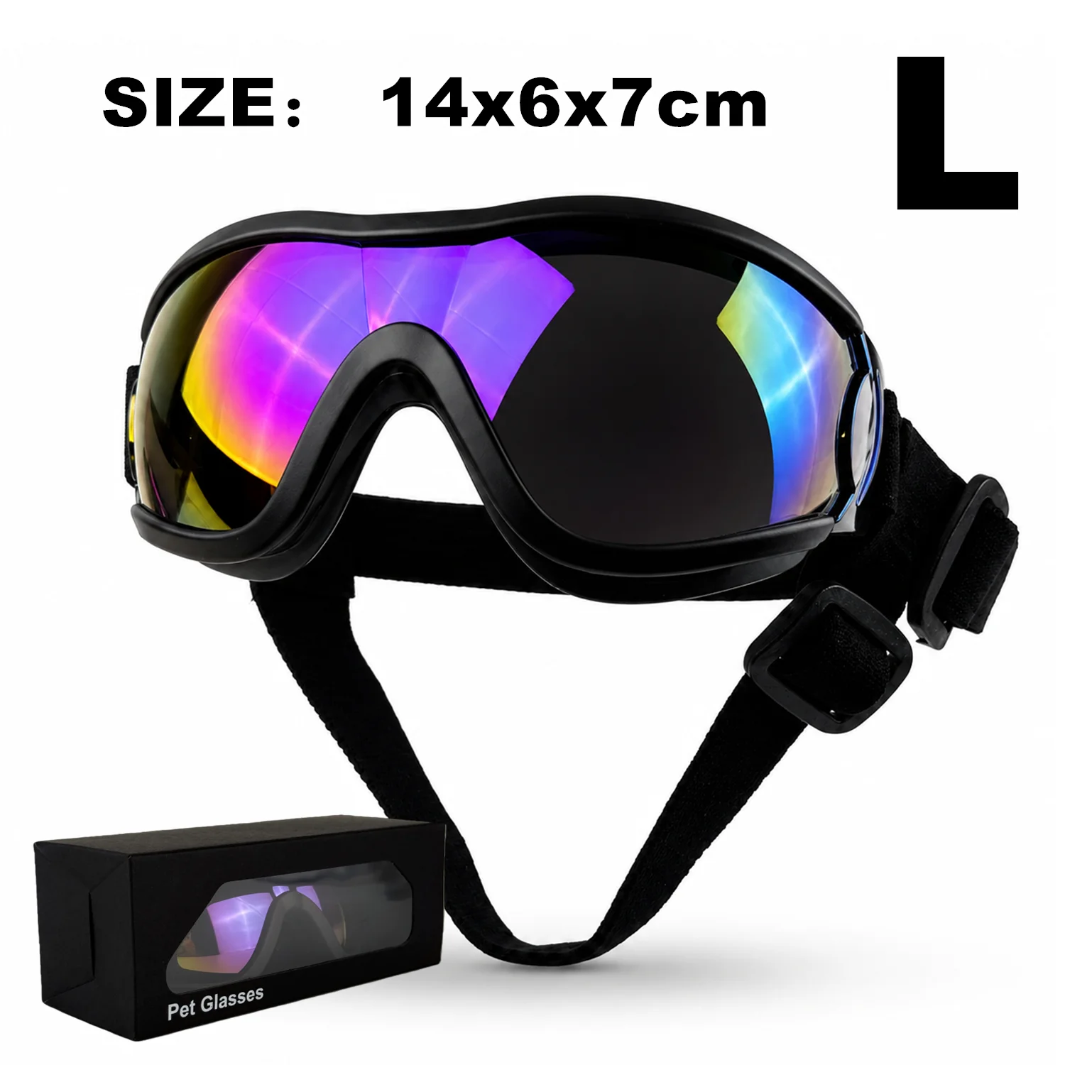 Hundebrillen mit Einzelverpackung, UV-Schutzbrillen für kleine, mittelgroße und große Hunde, sicherer Doppelriemen, Outdoor-Fotorequisiten – Detail 7