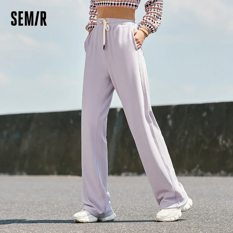 

Semir Casual Pants Women Drapey Elastic Waist Jogging 2023 Winter New Temperament German Velvet Pants