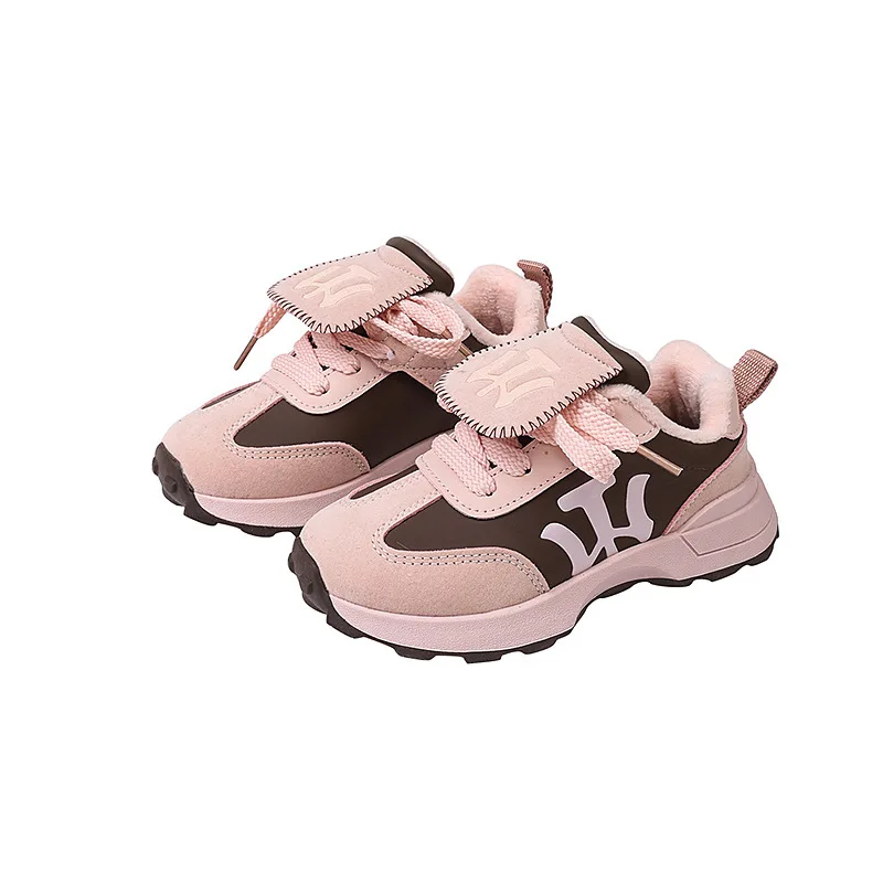 Winter New Children's Boys Girls Plus Fleece Non-slip Soft Sole Sports Shoes Kids Toddler Large Children Warm Cotton Sneakers