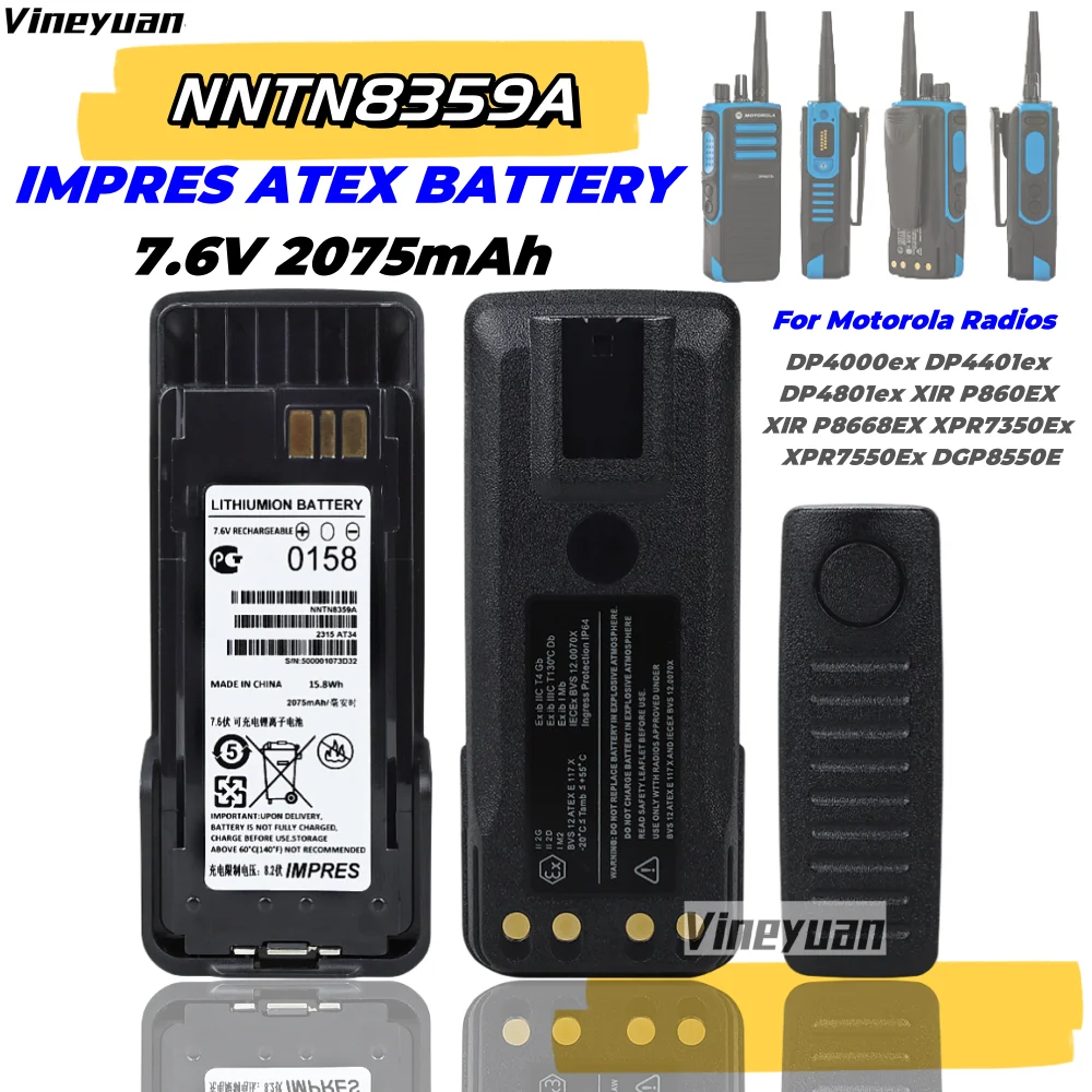 

NNTN8359 IMPRES ATEX Battery for Motorola Radios DP4000ex DP4401ex DP4801ex XIR P8608EX XIR P8668EX XPR7350Ex XPR7550Ex DGP8550