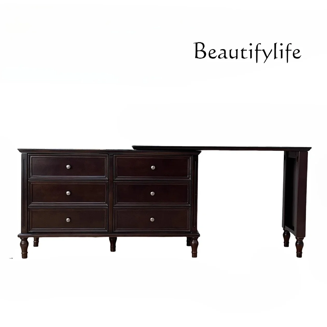 

American retro all solid wood six-chest cabinet dresser integrated combination red walnut bedroom locker storage cabinet