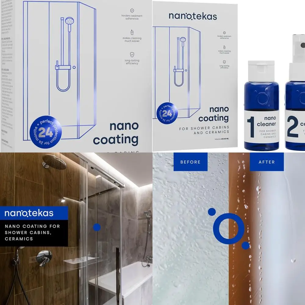 

Nano Glass Coating 2-in-1 Kit - Shower Glass and Ceramic protector. Water Repellent spray for glass and Glass Guard for shower d