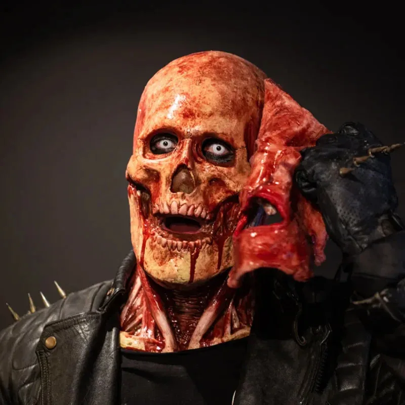 

25COSHalloween 2025 Scary Skull Joker Mask Cosplay Horror Moveable Mouth Double Layer Skeleton Clown Killer Latex Helmet Party