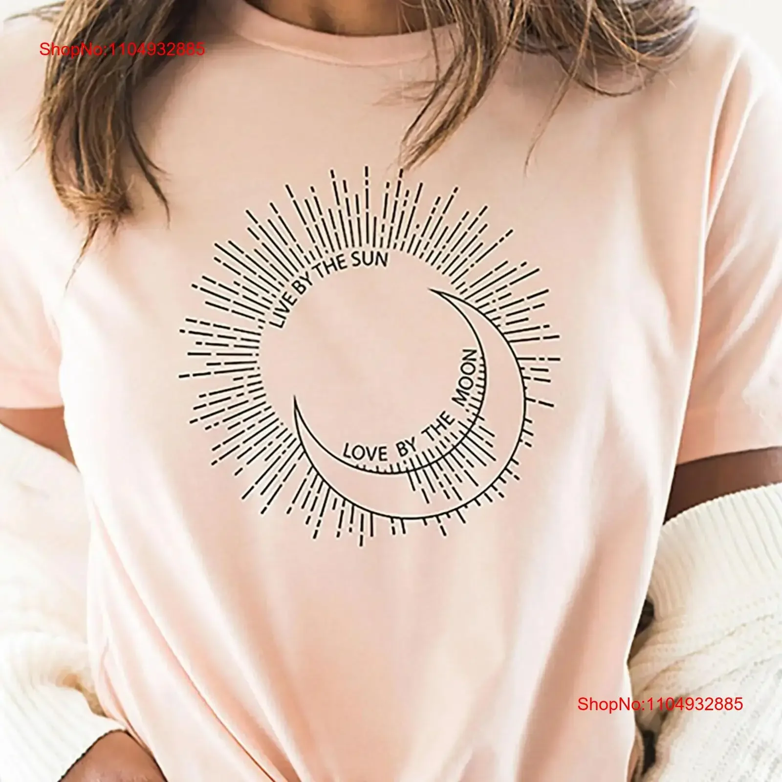 تي شيرت Sun Moon Live by the Love ملابس نسائية يومية لعيد الأم ملابس مصممة مغسولة عتيقة للجنسين قابلة للتنفس