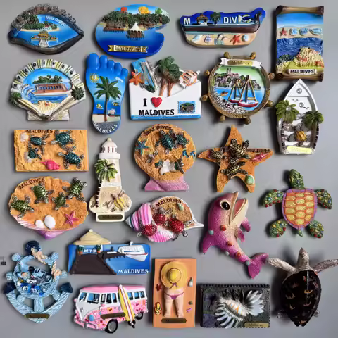 Maldives Fridge Magnets Tourist Souvenir 3D Resin Magnetic Refrigerator Stickers Tortoise Shell Home Decor Travel Gifts Idea