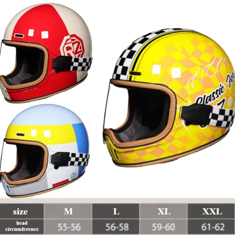 

ORZ Retro Motorcycle Helmet Full Helmet Motorcycle Four Seasons Couple Street Bike Helmet Riding Cascos helm motorcycle