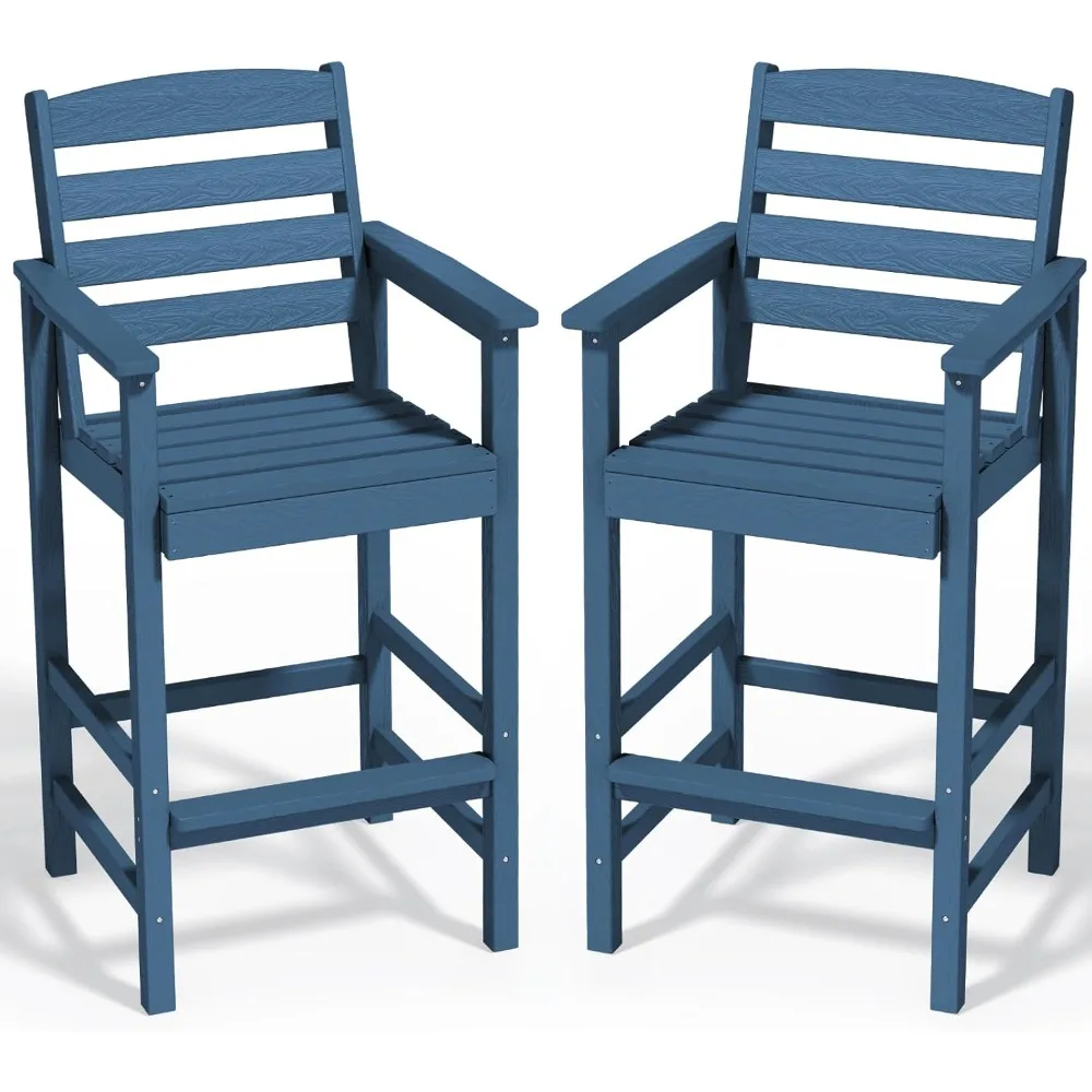 

Tall Adirondack Chairs Set of 2, HDPE Balcony Adirondack Chairs Set, Weather Resistance Outdoor Bar Height Barstools Chair Set