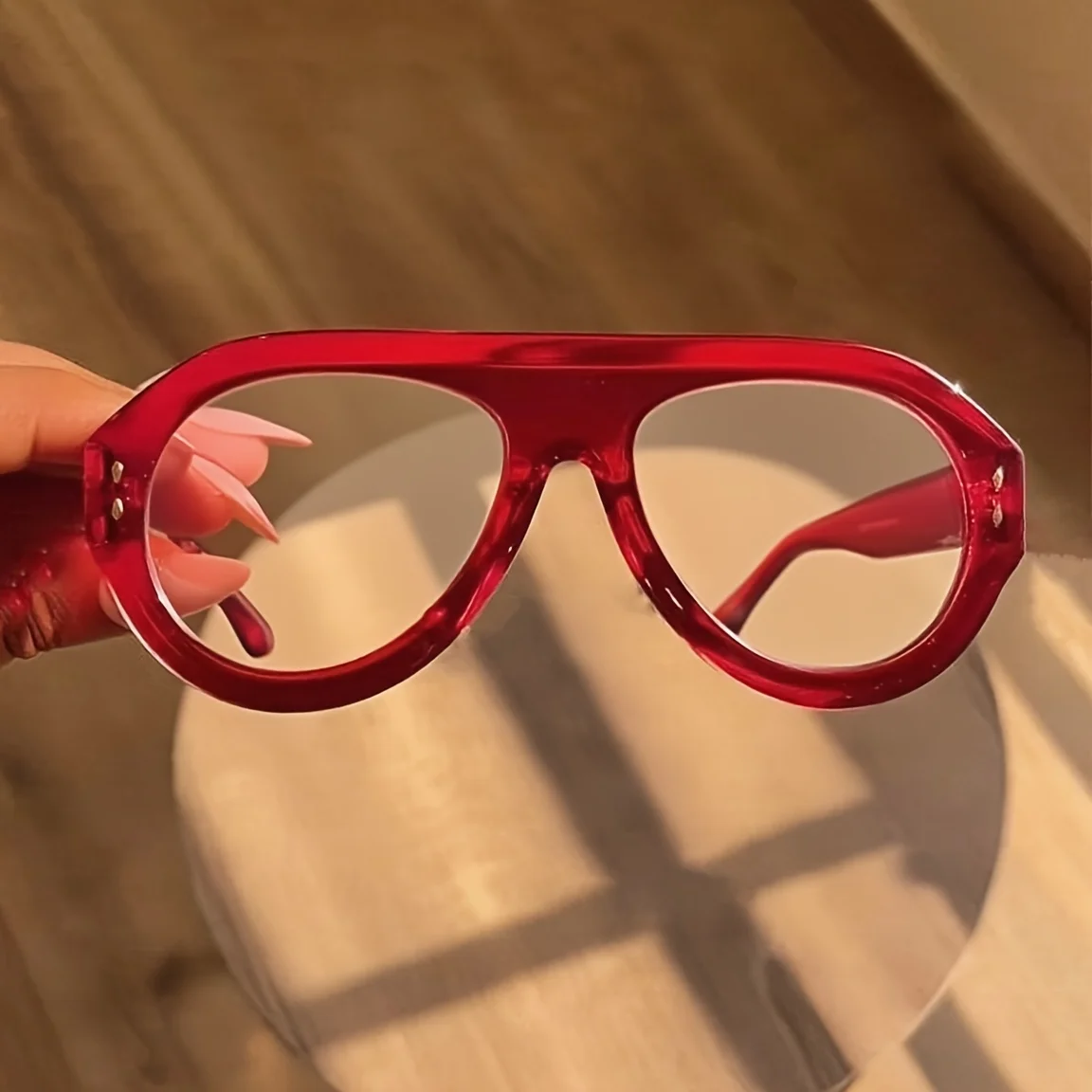 1 pair of oversized fashion glasses, street fashion glasses, retro casual multi-functional basic autumn and winter women's glasses casual gifts Y2k red fashion glasses back to school view 5