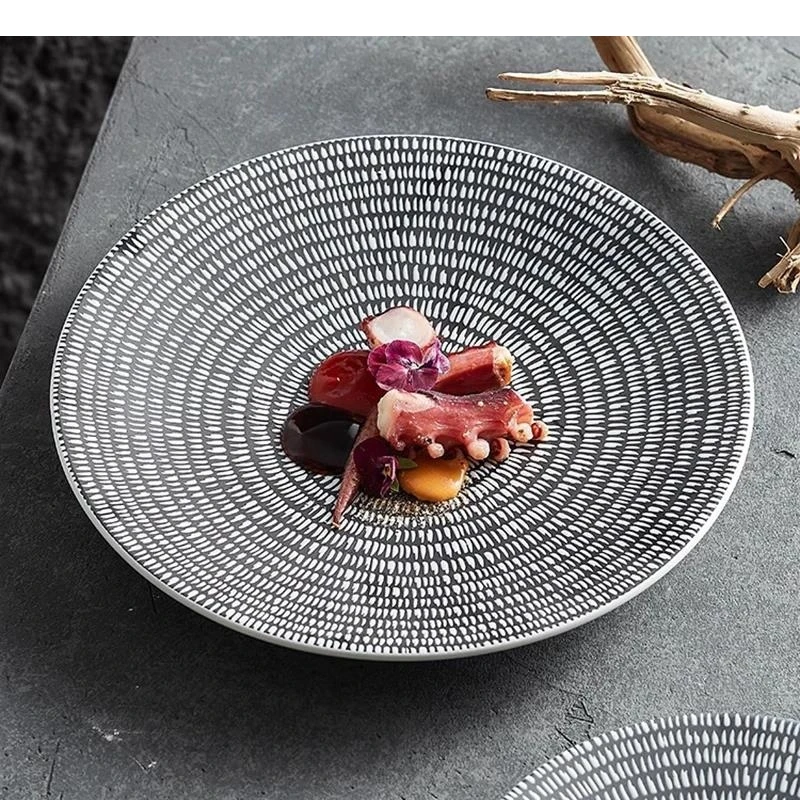 Raindrop Ceramic Shallow Plate Steak Dessert Snack Sashimi Plates Molecular Cuisine Specialty Tableware