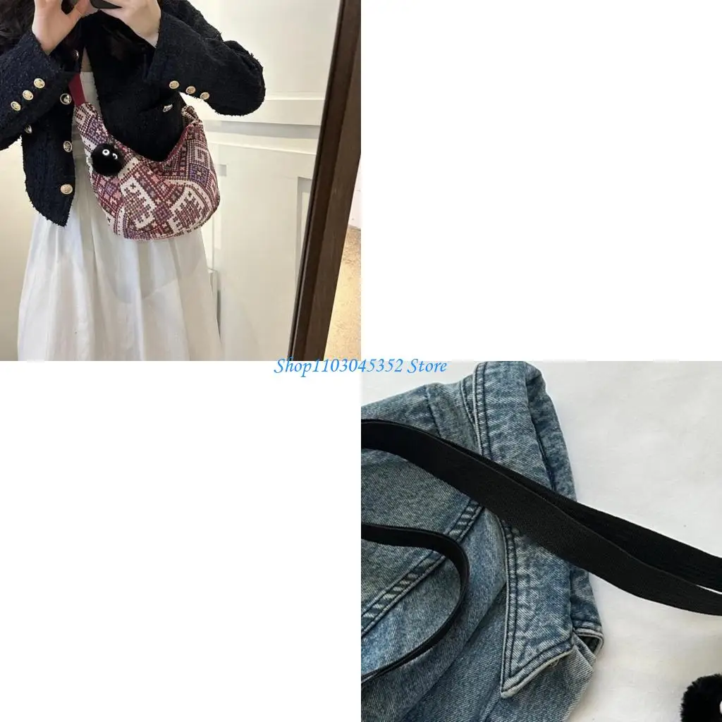 

Сумка для пельменей в этническом стиле для повседневных холщовых сумок через плечо для переноски через плечо