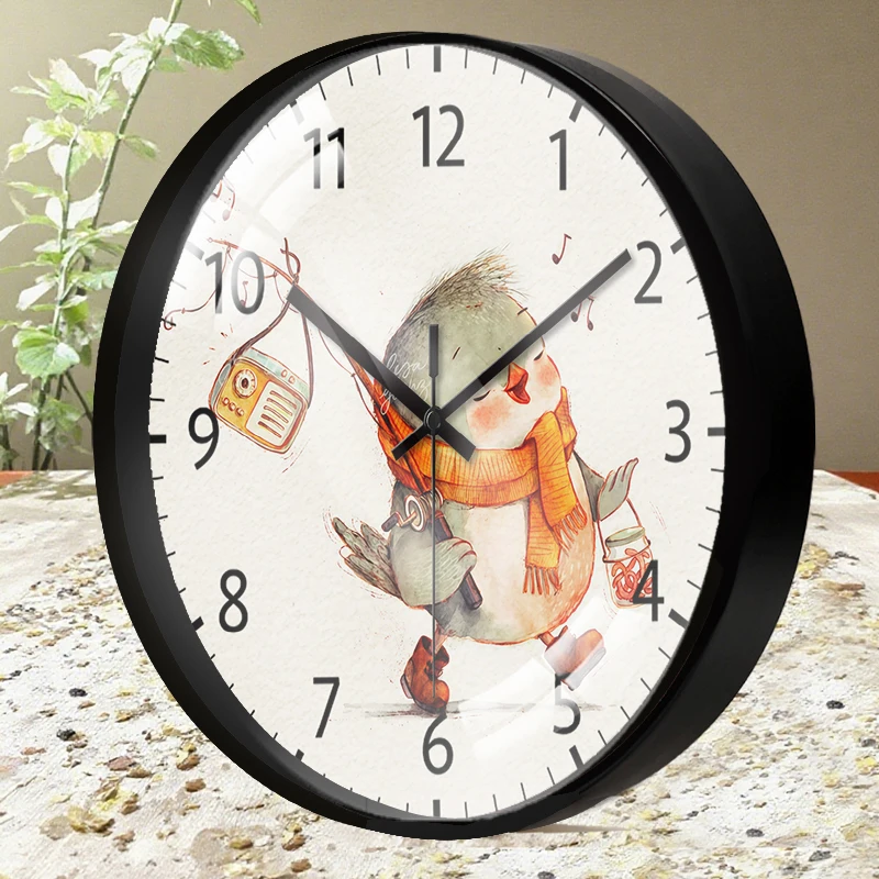 ساعة حائط معلقة صامتة على شكل طائر صغير كرتوني على مهل، مناسبة لغرفة المعيشة والمدرسة وغرفة الدراسة وغرفة النوم وهدية للأطفال