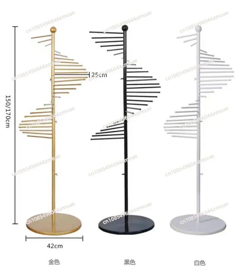 Golden Scarf Shelf Floor Display Rack Creative Hanging Silk Scarf Display Rack Clothing Store Multi-functional Round