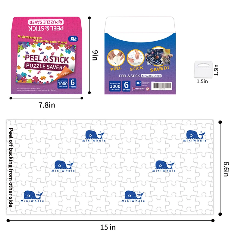 29 X 21.5in With 2 Adhesive Wall Hangers Jigsaw Puzzle Saver Glue Sheets 6 Sheets Preserve 1,000 Piece Puzzles Up To