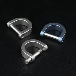 Titanium Alloy Horseshoe Buckles Carabiner D Bow Staples Shackle Key Ring Keychain Hook Buckles Outdoor Bracelet Buckles Tool