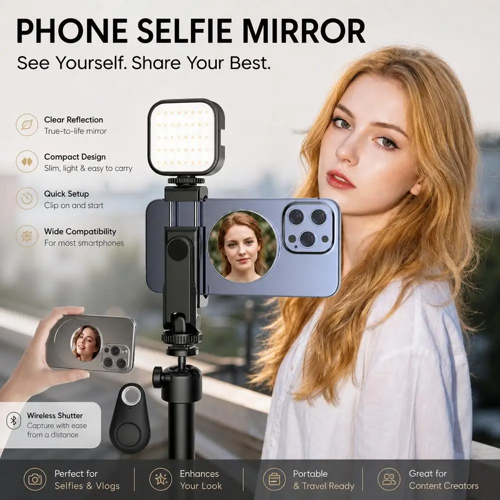 Magnetic Magnetic Beauty Mirror Smartphone Video Selfie Selfie Mirror Accessories Streaming Selfie for iPhone 15/14/13/12